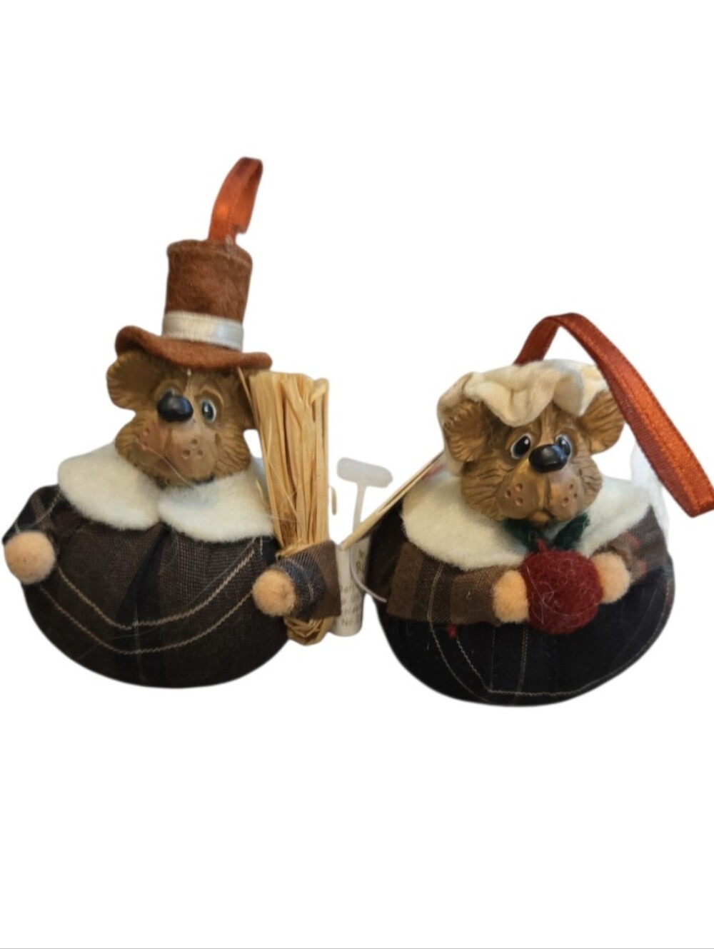 '90s Vintage NWT Ross Berrie "Country Folk's Thanksgiving Bean Bottom Ornaments